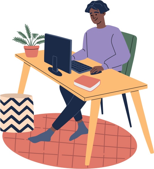 Illustration of a person typing on a laptop