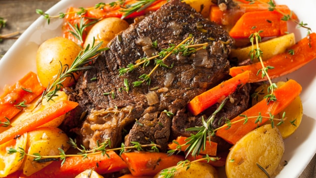 homemade roast with carrots and potatoes