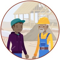Two men at a construction site