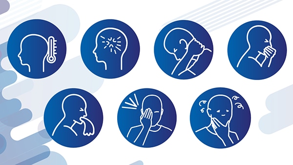 Ilustración que representa algunos de los síntomas de la meningitis fúngica.