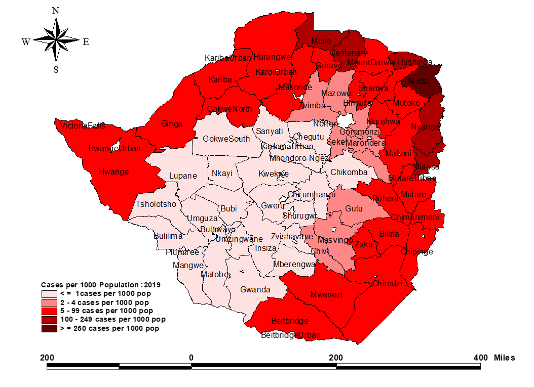Figure 13 Malaria incidence by district, 2019