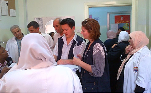 Eugene Lam and team monitoring a measles vaccination drive in northern Jordan (Source: Eugene Lam, CDC)