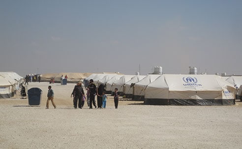 Tents house refugees in Za'atari refugee camp, 2012 (Source: Farah Husain, CDC)