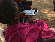 A woman has her blood pressure measured in rural India. 