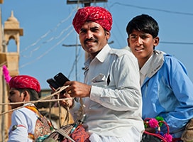 Two young men with mobile phone