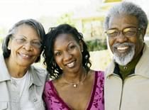 Photo of woman and elderly parents
