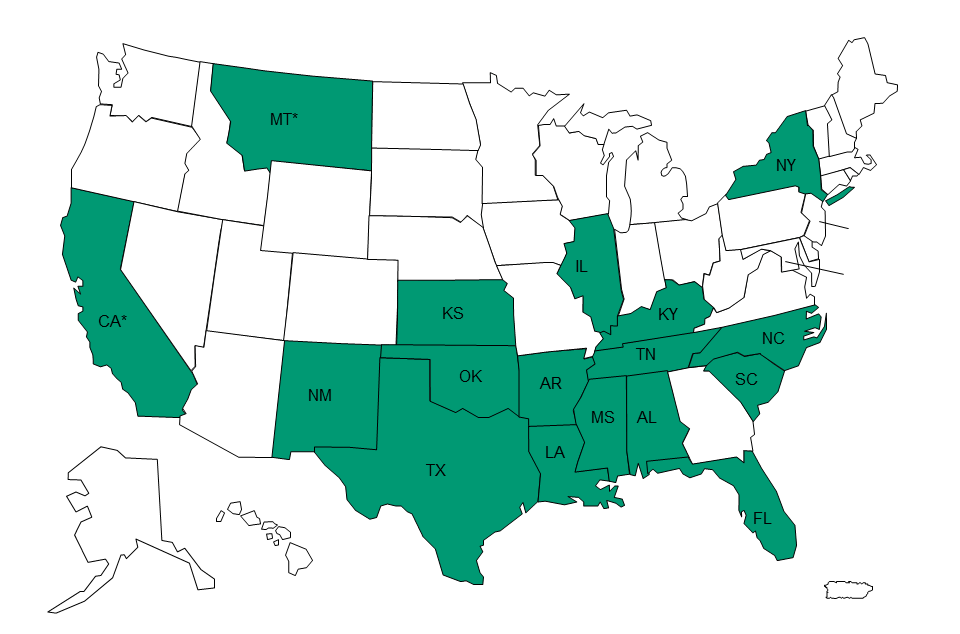 Map showing states that received recalled MPA