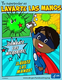 handwashing superhero poster