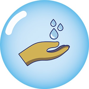 Ilustración: una mano bajo el agua