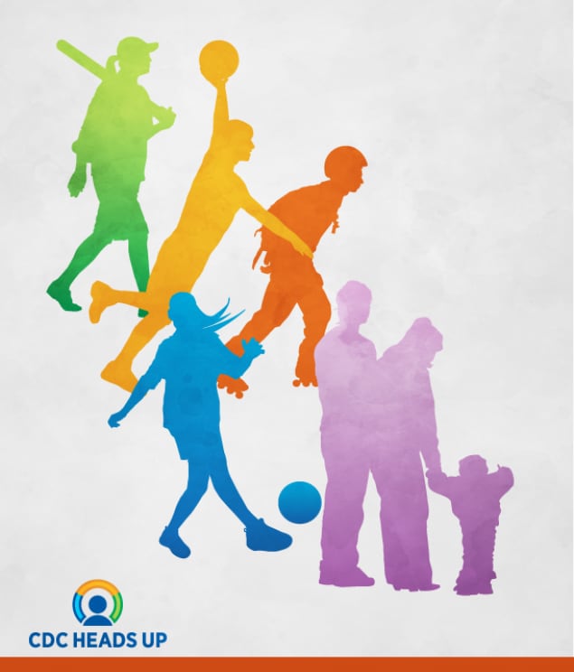 Colorful silhouette of people playing sports