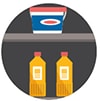 Icon graphic of chemicals on a shelve