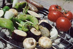 photo of vegetables on a grill