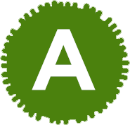 Icon depicting a round virus shape with the letter A within it