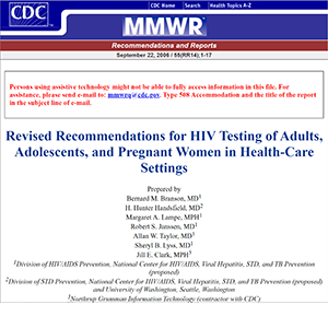 Access HIV Screening Guidelines