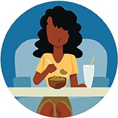 icon of a woman eating