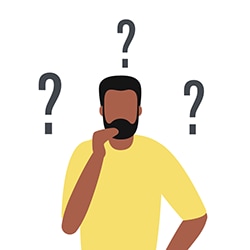 icon of a man surrounded by question marks