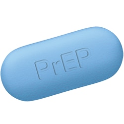 Una pastilla azul de la PrEP.