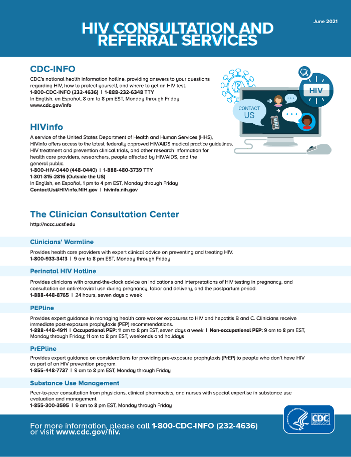 Consumer Info Sheet - HIV Consultation and Referral Services