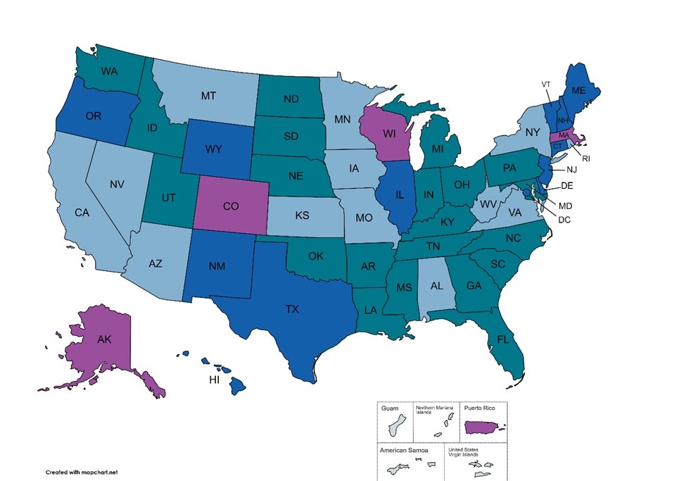 Map showing HIV and STD Criminalization Laws 2023