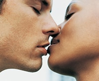 photo of two people kissing