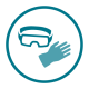 Use gloves, goggles, and other barriers when anticipating contact with blood or body fluids.