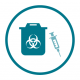 Dispose of used syringes or other sharp instruments in a sharps container.