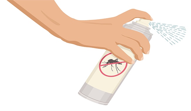 Hand spraying bug repellent