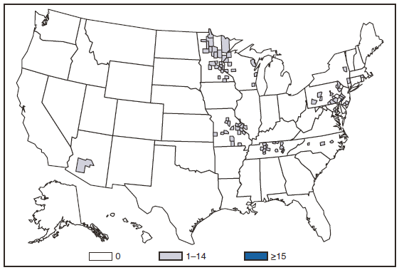 The figure shows the number of reported cases of ehrlichiosis and anaplasmosis caused by undetermined species.