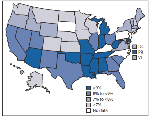 Depression rates in the USA