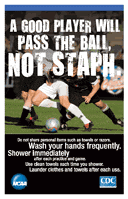 Pass the ball, not staph infection poster.