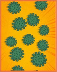 A graphic drawing of the influenza virus.