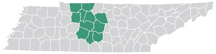 Tennessee site tracking area map