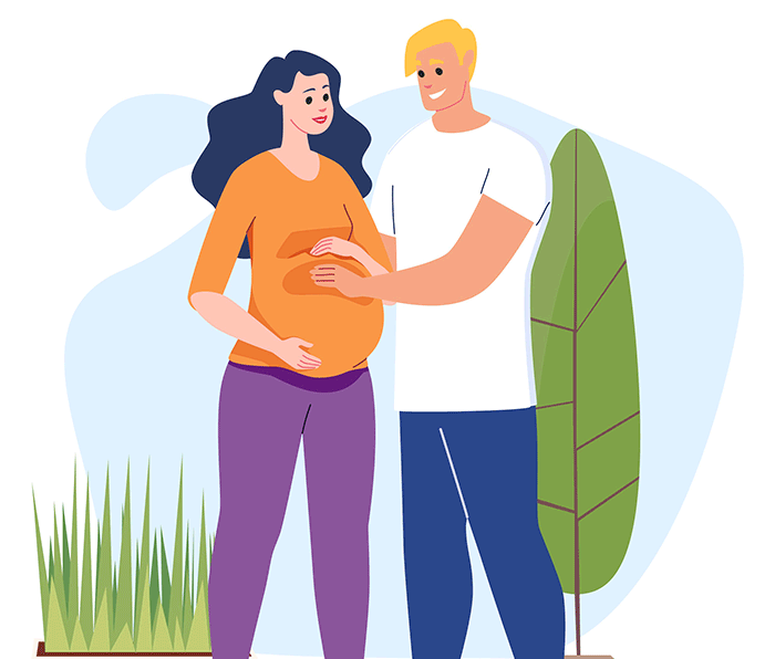 Illustration of a pregnant mother and father