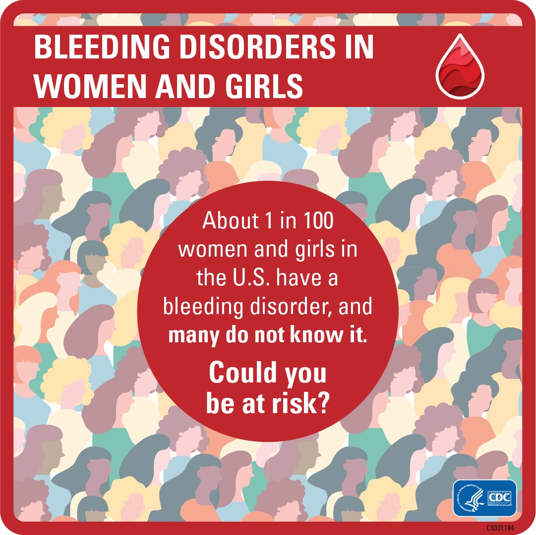 Bleeding Disorders in Women Girls. About 1 in 100 women and girls in the U.S. have a bleeding disorder, and many do not know it. Could you be at risk?