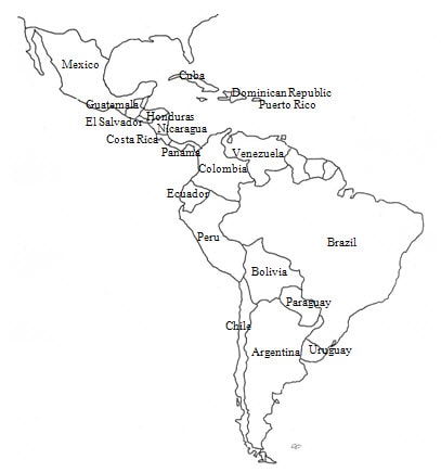Black And White Map Of Latin America 92