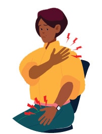 Graphic of a woman with shoulder pain