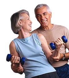photo of two people lifting weights