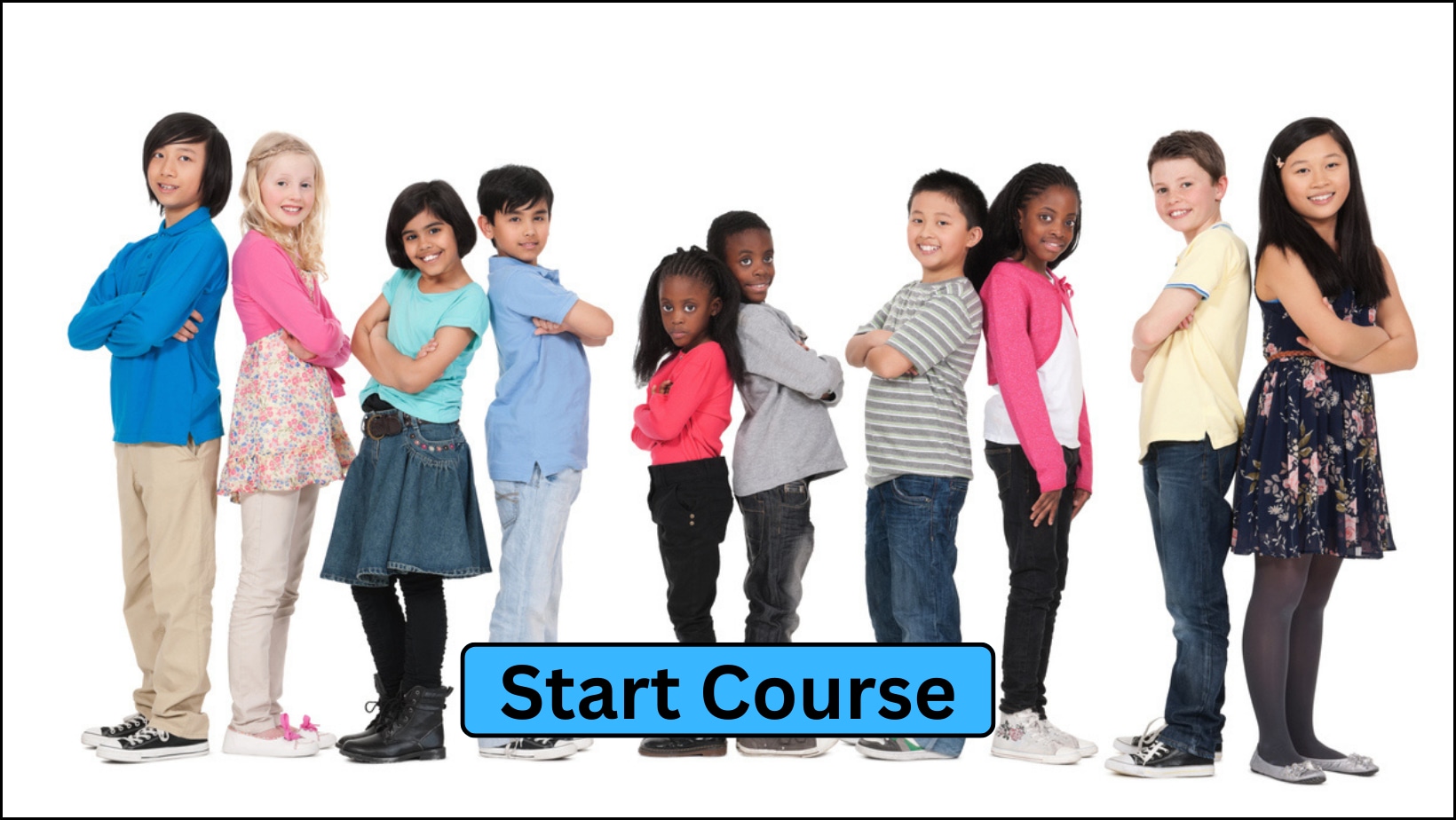 Image of a group of children with a Start Course button -