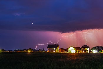 Lightning storm over neighborhood
