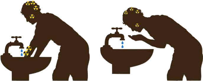vector graphic of a person washing his hands and face over the sink