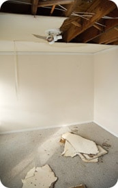 Collapsed drywall during renovation
