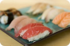 Plate of raw sushi