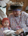 Alaska Native woman and child
