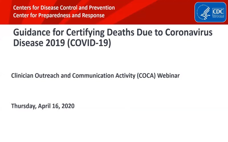 Video thumbnail, Guidance for Certifying Deaths Due to Coronavirus Disease 2019 (COVID-19)