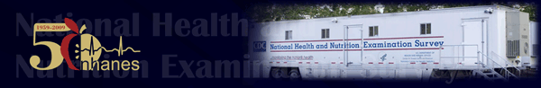 NHANES 50th Anniversary Banner, including image of the Mobile Examination Center