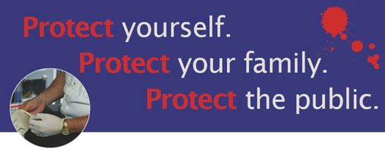 Person putting on protective gloves. Protect yourself. Protect your family. Protect the public.
