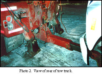 view of rear of tow truck