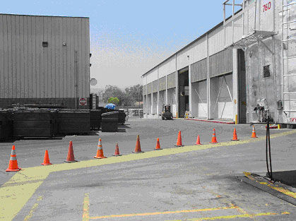 Exhibit 2. A view of the incident scene standing at 
      the restroom door looking south.