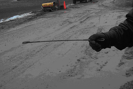 Picture of wire used for horizontal stability of concrete form.