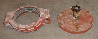 Figure 3. Coupling (left) and retrofitted grooved cap.